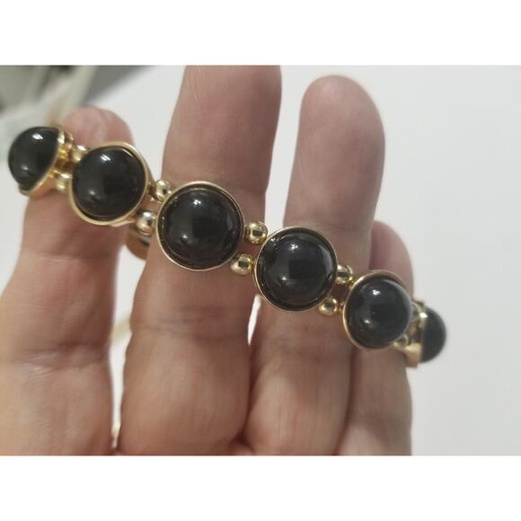 Two bracelets one bangle 2 1/2" pink stones one stretch black bead b18* - Picture 7 of 9